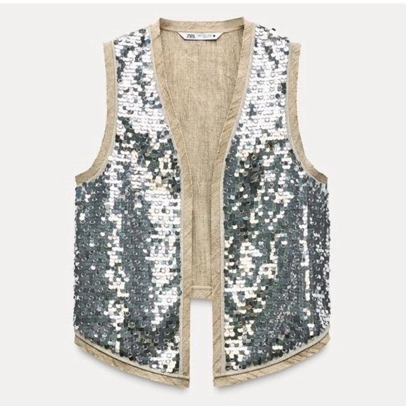 NWT ZARA SEQUIN VEST ZW COLLECTION - Picture 6 of 16